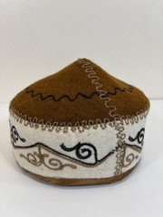 SALE — 70% OFF! Handmade Kazakh-Kyrgyz Traditional Felt Hat/Taqiyah/Skull Cap