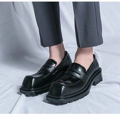 Thick Sole Height Increasing Formal Durable Square Toe Men Dress Shoes Loafers