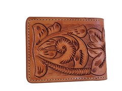 Hand Tooled Genuine Leather Bifold Wallet – Leather RFID Men Wallet Sunflower