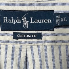Polo Ralph Lauren Mens XL Custom Fit Blue White Striped Oxford Button Down Shirt