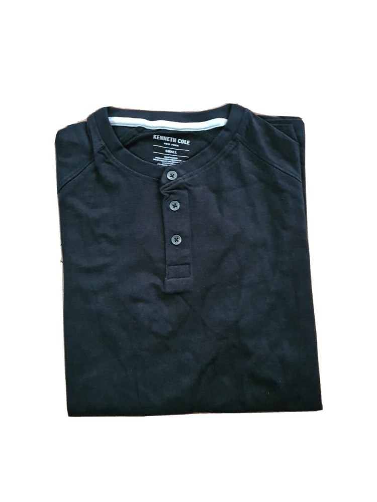 NWT Kenneth Cole Men’s Slim Fit Techni-Cole Stretch 3 Button T Shirt Black Large