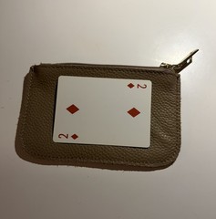 Taupe Real Leather Cosmetic Pouch / Coin Purse