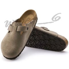 Birkenstock Boston Soft Footbed Suede Leather Clogs Taupe Shoes Size EU37-45