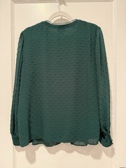 Cece Swiss Dot Long Sleeve Emerald Green Large Top