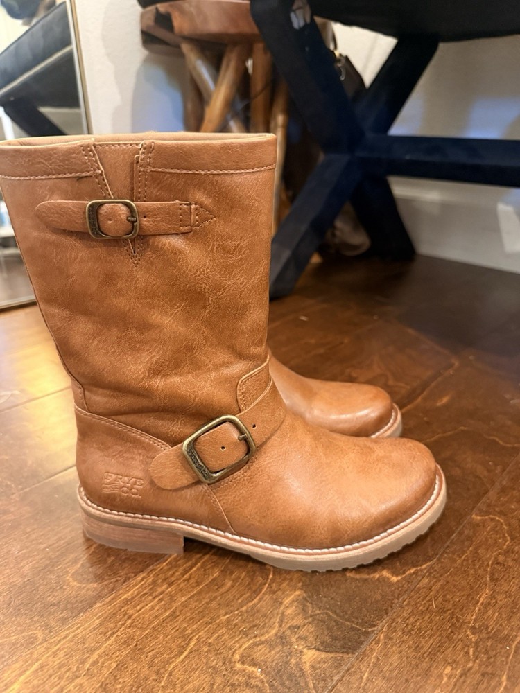 Frye Melissa Women’s Leather Riding Boots, Size 6.5, Brown Cognac, Pull-On