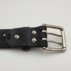 Black leather belt Lifetime warranty. Double prong. Made in the USA. #132-01