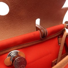 Hermes Herbag Zip PM Handbag Shoulder Bag Orange Brown Canvas Leather U Stamp 99