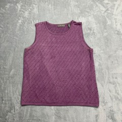 Kate Hill Womens Silk Blend Beaded Knit Shell Tank Top Plum Purple Medium