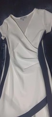 Almost Famous Faux Wrap Surplice Bodycon Mini Dress M Black & White Colorblock