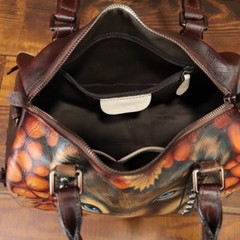 Genuine Leather Purses and Handbags Women Hand painted Crossbody Shoulder Bag