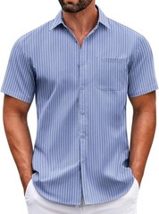 Mens Short Sleeve Casual Button Down Shirts Summer Untucked Dress Shirts