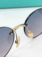 TIFFANY & CO Sunglasses Rimless Oval Gold Frame HardWear Motif Made In Italy