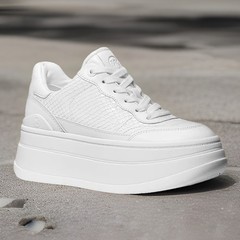 Michael Kors Optic White Hayes Snake Embossed Platform Sneaker Women’s Size 9.5