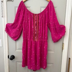 Mudd boho pink floral romper from 2015 with bell sleeves xxl