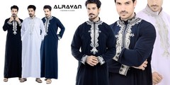 Men’s Traditional Arabic Thobe Long Sleeve Kaftan Robe for Eid Prayer & Wedding