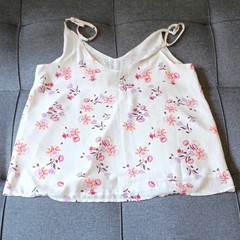 Cotton On Women’s White Floral V-Neck Cami Spaghetti Straps Chiffon S/P