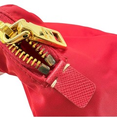 Authentic PRADA Triangle Logo Tessuto Pouch Red Nylon #36638440
