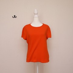 Liz Claiborne NY Women’s Top Vibrant Orange 100% Cotton Color Block *Summertime*