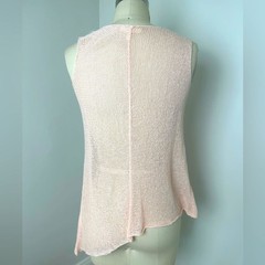 EILEEN FISHER Asymmetrical Hand-knit Linen blend Sleeveless Top XS Peach Perfect