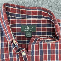 Hunt Club Men’s Button Down Shirt Wrinkle Free Red-Blue Check Size Medium M