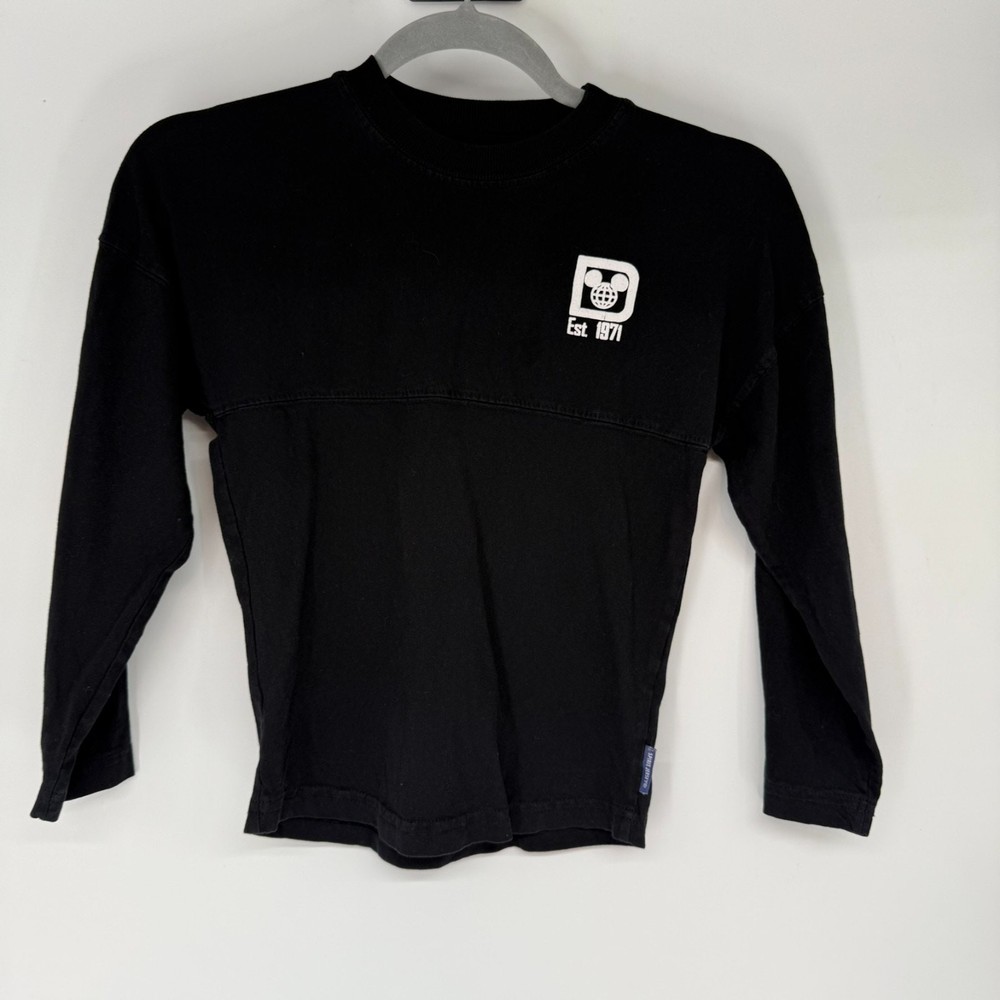 Spirit Jersey X Disney Parks Shirt Youth XS Black Est 1971 Pullover Long Sleeves