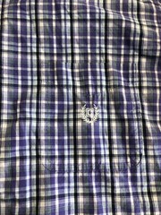 Chaps Shirt Mens XL Purple Plaid Easy Care Button-Down Embroidered Logo
