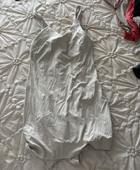 Women’s White Nylon Full Slip, Size 8 Regular, Adjustable Straps, Solid