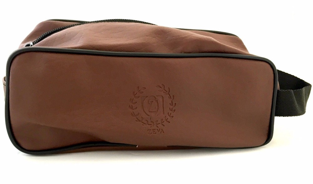 Men’s Shaving Toiletry Protective Travel Bag Synthetic Leather Brown