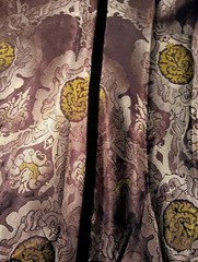Apostrophe Satin Long Skirt Brown & Green Velvet Abstract Floral Fit &Flare