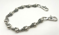 Gothic Skull Wallet Chain Silver Tone Biker Keychain 15.7in 8.2oz【SLKWC】