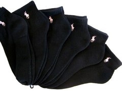 6 Pair Ralph Lauren Polo Low Quarter Athletic Socks Men’s Black 6-12.5