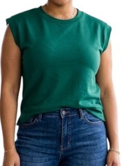 Zenana Women’s Size M Crew Neck Cap Sleeves Top Dark Green NWOT