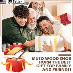 muso wood Wooden Shoe Horn, Walnut Horn Long 23.6 x 1.37 inch,