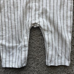 Modern Moments 3-6M White/Gray Striped Cotton Knit Romper Collared Button