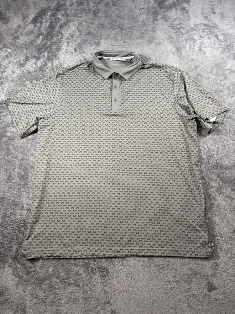 Walter Hagen II Polo Shirt Mens XL Gray Geometric Golf Stretch Jersey MGA31315