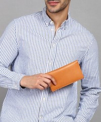 Leatherboss Genuine Leather Checkbook Credit Card Holder Money ID Holder, Tan