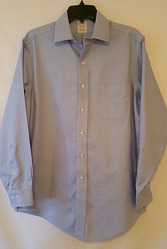 Brooks Brothers Traditional Fit Non-Iron Dress Shirt Sz 15 1/2-2/3 Blue Long Slv