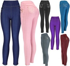Women’s Pull On Stretch Jeggings Pants with Embroidered Pocket