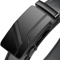 Genuine Leather Men’s Ratchet Belt Automatic Buckle Adjustable Waist Belt