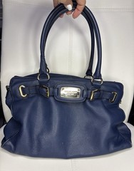 Michael Kors Women’s Navy Blue Satchel Soft Leather Crossbody Handbag