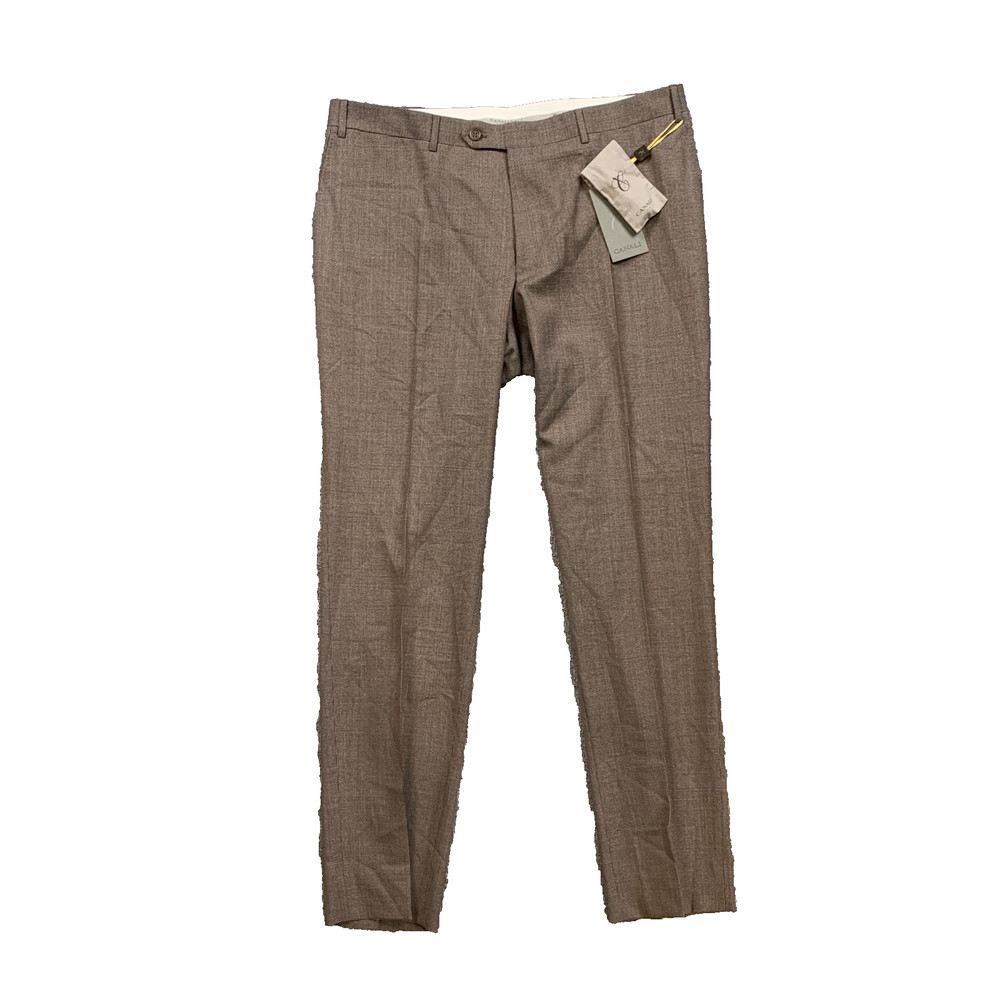 Canali Pants Mens 38 Brown Wool Luxury Dress Trousers Textured Formal Business