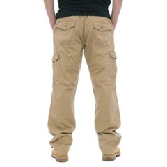 New Mens Cargo Combat Work Trousers Pockets Cotton Loose Machine Washable Pants