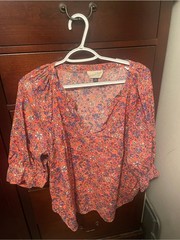 Universal Thread Orange Floral Peasant Blouse