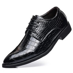 Luxury Crocodile Print Men’s Oxford Derby Dress Shoes Pointed Toe Formal Shoes
