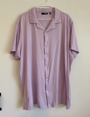 Murano Liquid Luxury Button-Up Shirt 3XB Purple Solid Short Sleeve Big & Tall