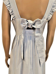 Gal Meets Glam Midi Dress Size 2 Blue/White Striped Ruffle Strap *NWOT*