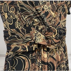 Womens Floral Faux Wrap Dress Size Medium Ruched Sleeve Summer Boho Chic