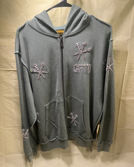 GFTD LA Dagger Hoodie Green Full Zip Rhinestone Logo Women’s Size S