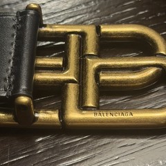Balenciaga BB Logo Leather Mens Belt In Black Size 80cm 570370