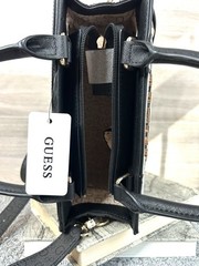 GUESS Black Structured Satchel Bag Gold Logo Crossbody Strap New with Tags